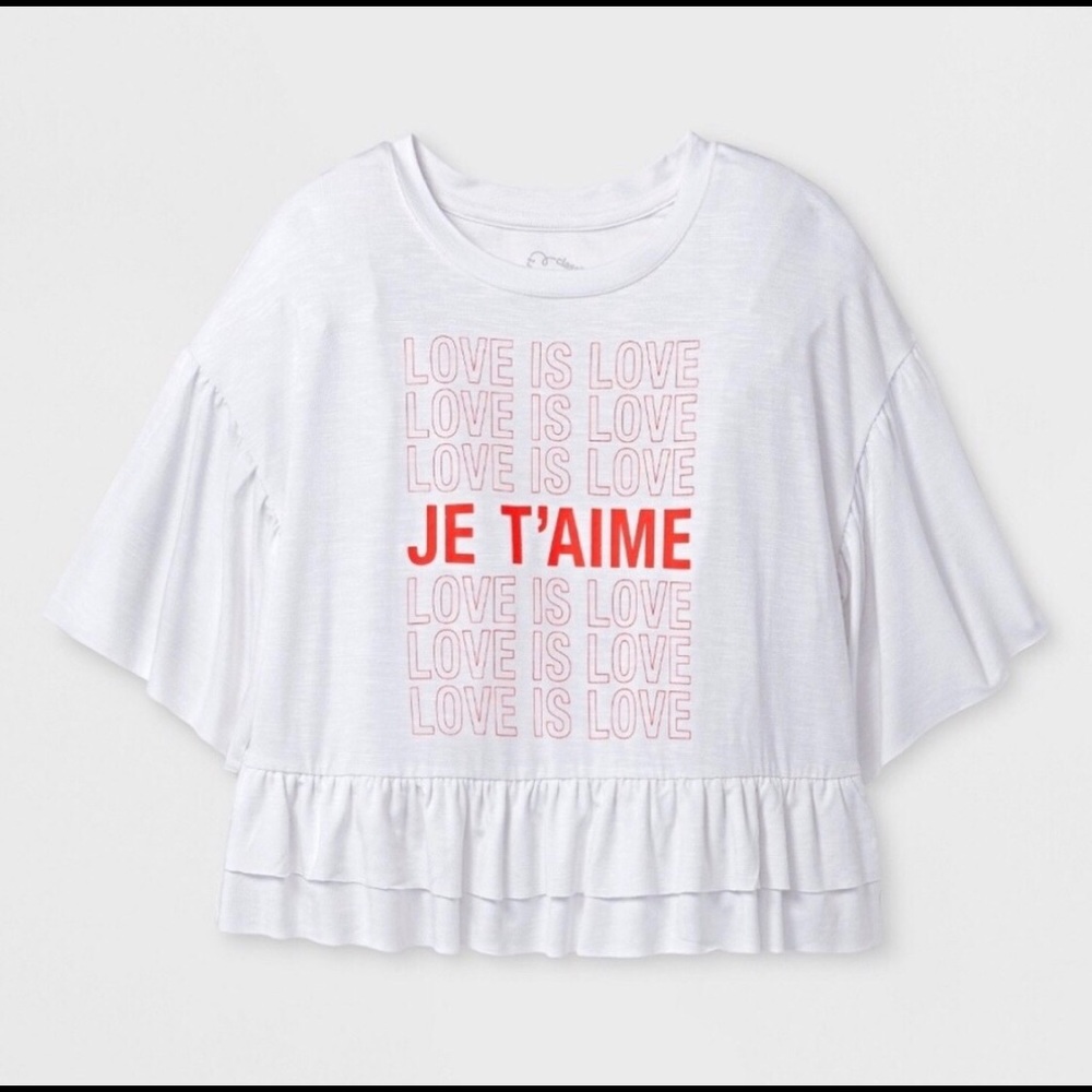 3/$25 NWT Art Class Girls L (10-12) White Ruffle Top JeTaime